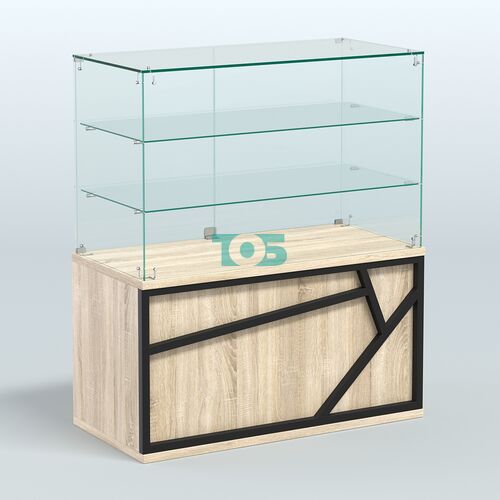 Торговый прилавок невысокий с двумя полками серии ЛОФТ - АЛЬФА №32