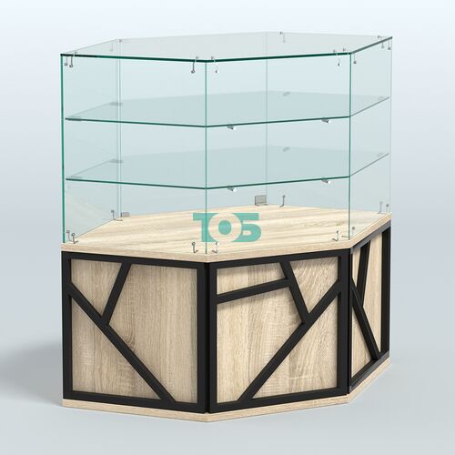 Торговый прилавок низкий с шести-гранными полками серии ЛОФТ - АЛЬФА №37