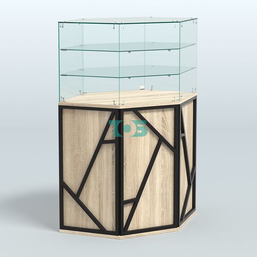 Торговый прилавок со стеклянной надставкой серии ЛОФТ - АЛЬФА №8