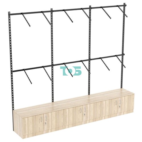 Настенная система с накопителем и пристенными поручнями для одежды ЛОФТ №2 (2700мм)