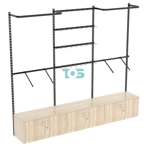 Настенная система с накопителем комбо - поручнями для одежды и под крючки ЛОФТ №3-1 (2700мм)