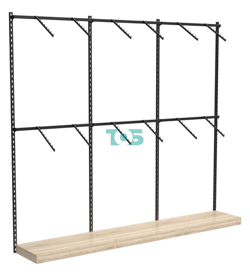 Настенная система с подиумами и пристенными поручнями для одежды ЛОФТ №2 (2700мм)