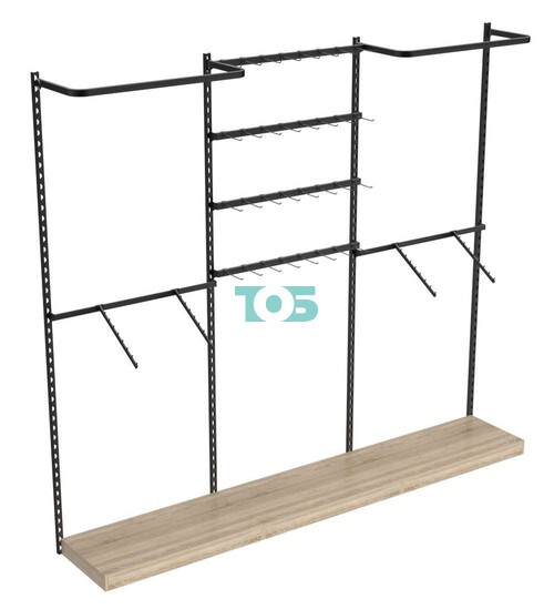 Настенная система с подиумами комбо - поручнями для одежды и под крючки ЛОФТ №3-1 (2700мм)