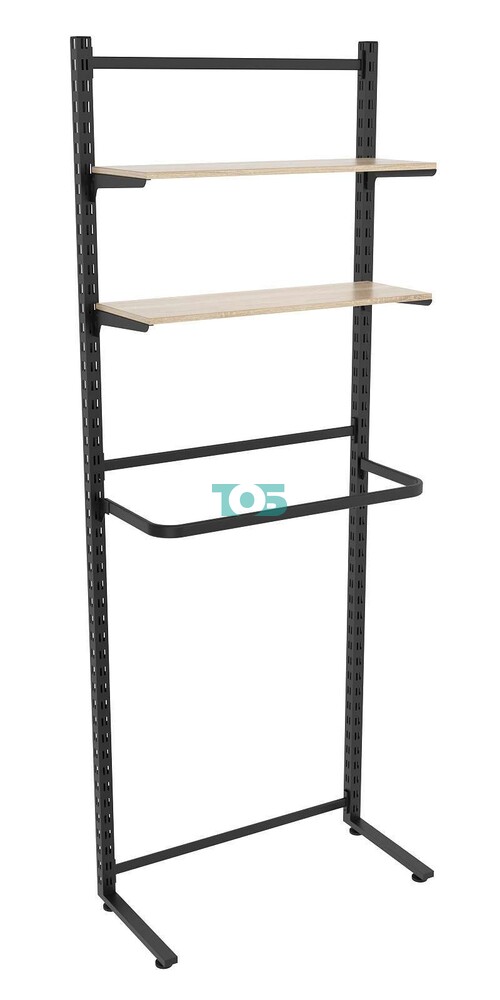 Пристенная система с П-поручнем и полками ДСП для одежды ЛОФТ №9 (900-2400мм)