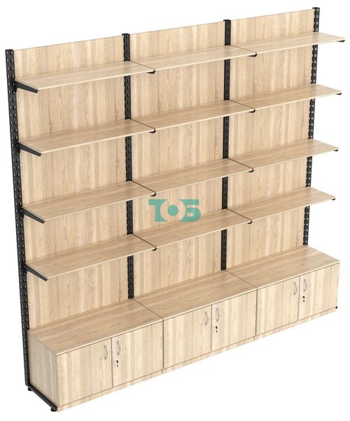 Пристенная система с 12-ю полками ДСП для одежды ЛОФТ №12-ЗС-H 2700мм