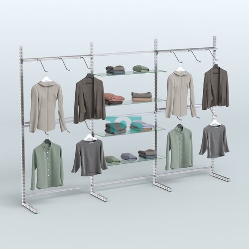 Системы ЭЛЕГАНТ пристенные без ДСП со стеклянными полками №4 (3600мм)