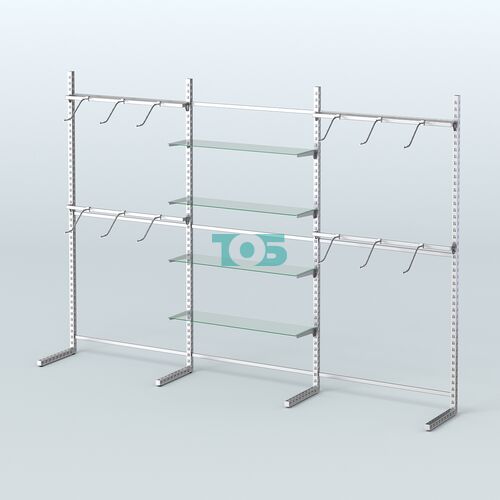 Системы ЭЛЕГАНТ пристенные без ДСП со стеклянными полками №4 (3600мм)