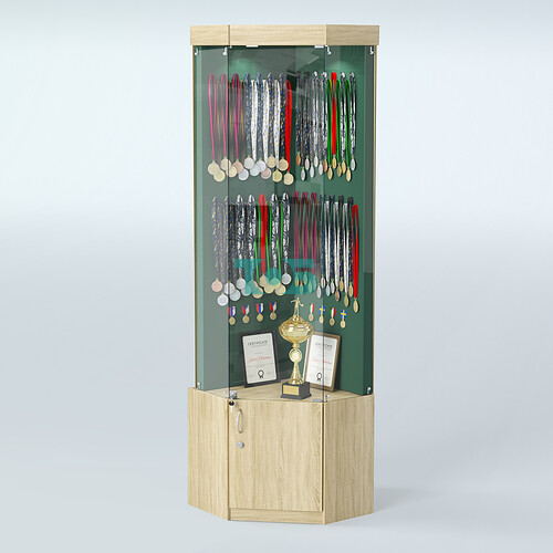 Угловая витрина для медалей ИС-331-А (задняя стенка бархат)