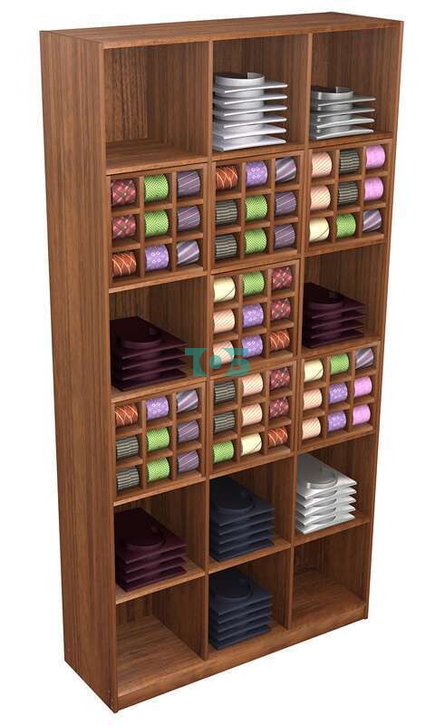 Стеллаж из ДСП с квадратными ячейками для рубашек и галстуков №6