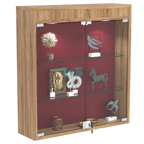 Настенная витрина с бархатом серии БАРОН №1-3А (две полки)