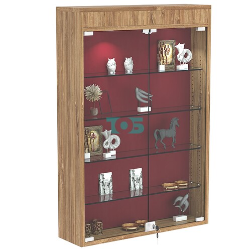 Настенная витрина с бархатом серии БАРОН №2-3А (четыре полки)