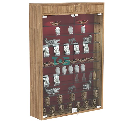 Настенная витрина с бархатом серии БАРОН №2-3А (девять полок)