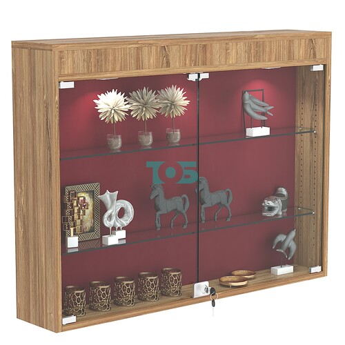 Настенная витрина с бархатом серии БАРОН №3-3А (две полки)