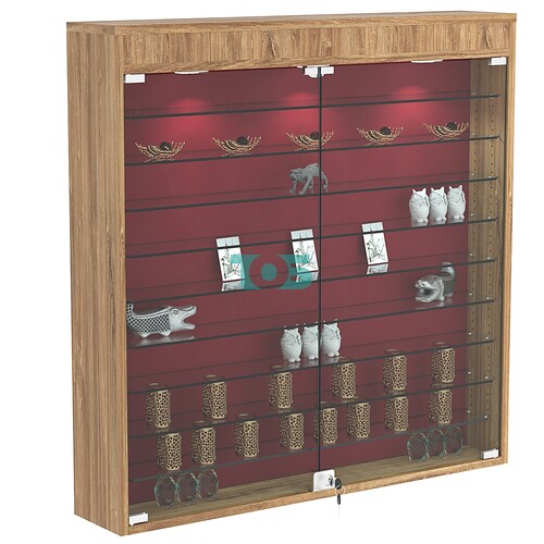 Настенная витрина с бархатом серии БАРОН №4-4А (девять полок)