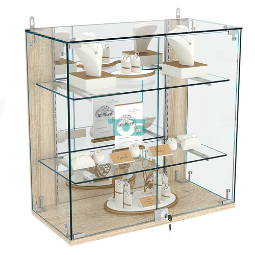 Витрина настенная НЕО №1-3 с зеркалом и двумя полками