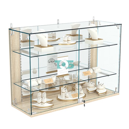 Витрина настенная НЕО №3-3 с зеркалом и двумя полками