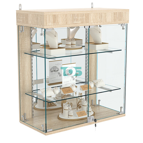 Витрина настенная НЕО №1А-3 с двумя полками и зеркалом