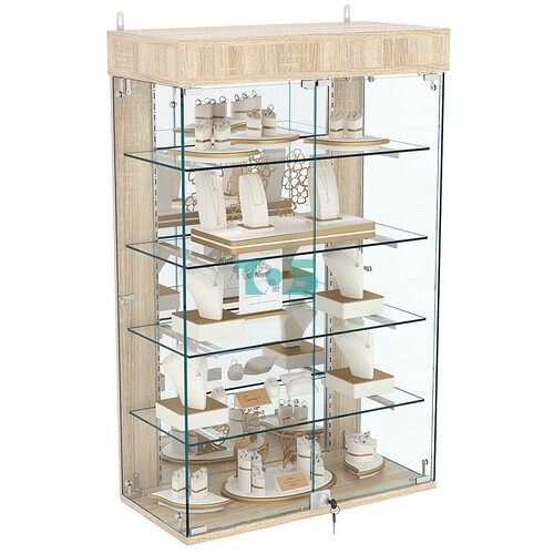 Витрина настенная НЕО №2А-3 с четырьмя полками и зеркалом