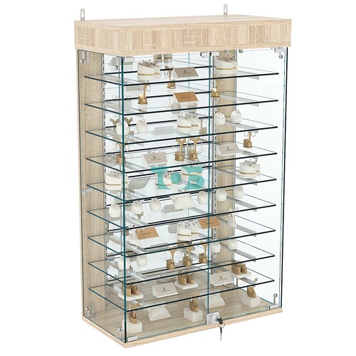 Витрина настенная НЕО №2А-4 с девятью полками и зеркалом