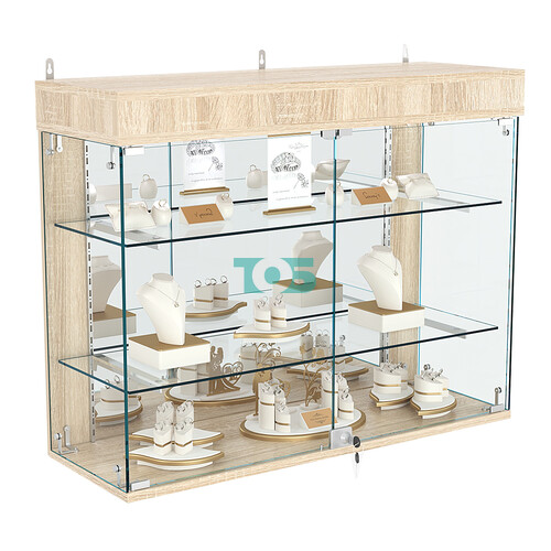 Витрина настенная НЕО №3А-3 с двумя полками и зеркалом