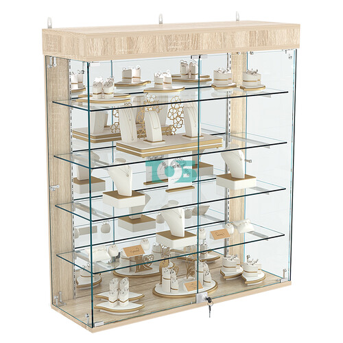 Витрина настенная НЕО №4А-3 с четырьмя полками и зеркалом 