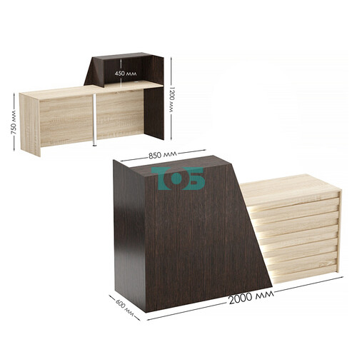 Стойка ресепшен ГРАУНД №1А правосторонняя с подсветкой фасада