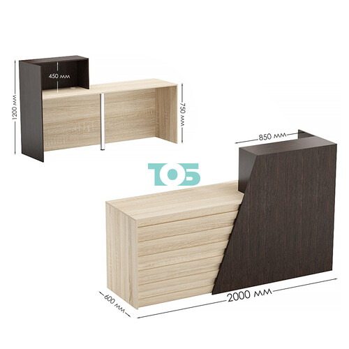 Стойка ресепшен ГРАУНД №1Б левосторонняя с подсветкой фасада