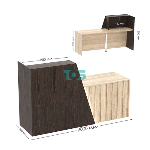 Стойка ресепшен ГРАУНД №2Б левосторонняя с подсветкой фасада