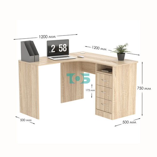 Стол угловой с ящиками СУ-01-П (правосторонний)
