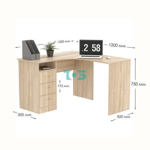 Стол угловой с ящиками СУ-01-Л (левосторонний)