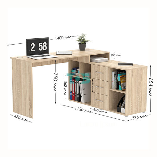 Стол угловой с тумбой СУ-06-Л (левосторонний)