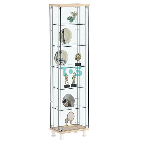 Витрина РОНДО с регулировочными полками №1-3-РЕГ на ножках (задняя стенка стекло)