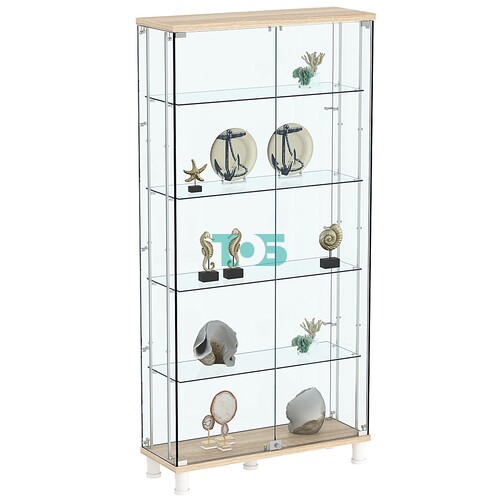 Витрина РОНДО с регулировочными полками №3-1-РЕГ на ножках (задняя стенка стекло)