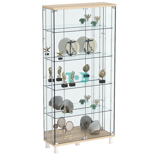 Витрина РОНДО с регулировочными полками №3-2-РЕГ на ножках (задняя стенка зеркало)