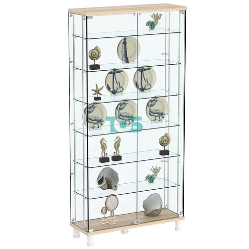 Витрина РОНДО с регулировочными полками №3-5-РЕГ на ножках (задняя стенка стекло)