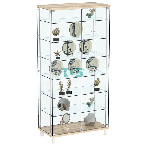 Витрина РОНДО с регулировочными полками №4-5-РЕГ на ножках (задняя стенка стекло)