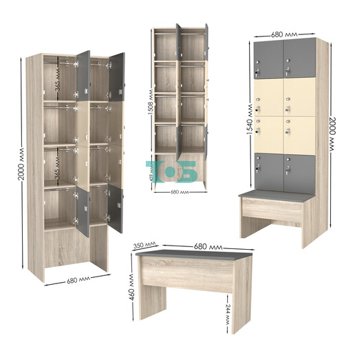 Шкаф для раздевалок со скамейкой КОМБО-Квартет №2-1