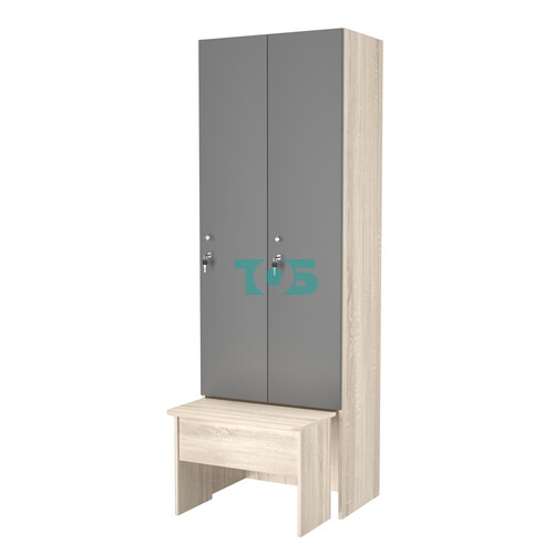 Шкаф для раздевалок с задвижной скамейкой КОМБО-Соло №2-2