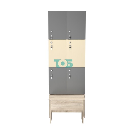 Шкаф для раздевалок с задвижной скамейкой КОМБО-Трио №2-2