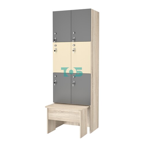 Шкаф для раздевалок с задвижной скамейкой КОМБО-Трио №2-2