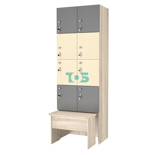 Шкаф для раздевалок с задвижной скамейкой КОМБО-Квартет №2-2