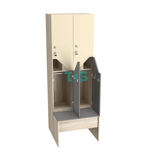 Шкаф для раздевалок с задвижной скамейкой КОМБО-Элегия №2-2А