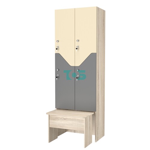 Шкаф для раздевалок с задвижной скамейкой КОМБО-Элегия №2-2А