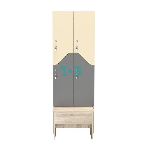 Шкаф для раздевалок с задвижной скамейкой КОМБО-Элегия №2-2Б