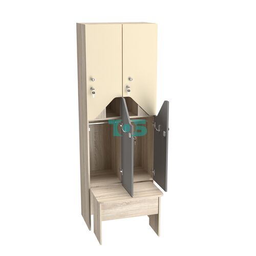 Шкаф для раздевалок с задвижной скамейкой КОМБО-Элегия №2-2Б