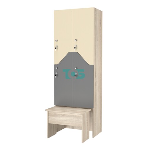 Шкаф для раздевалок с задвижной скамейкой КОМБО-Элегия №2-2Б