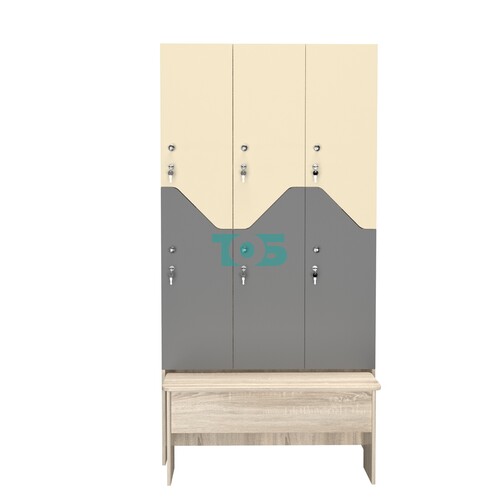 Шкаф для раздевалок с задвижной скамейкой КОМБО-Элегия №3-2А