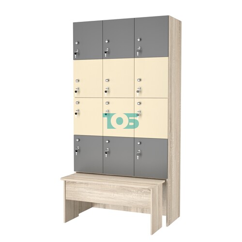 Шкаф для раздевалок сзадвижной скамейкой КОМБО-Квартет №3-2