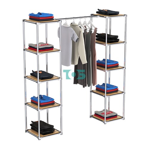 Вешало для одежды с квадратными полками из ДСП Мега №1-3