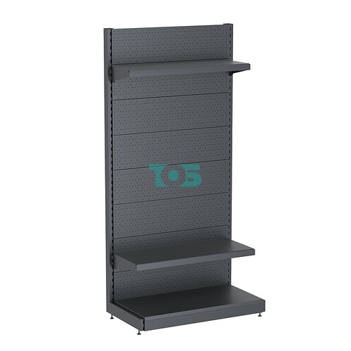 Стеллаж торговый металлический "ГРАФФ" №2-2.15-1П с перфорацией и полками